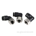 Accesorio de conector neumático de unión de codo hembra serie PLF